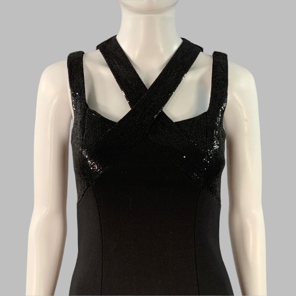 MICHAEL KORS Size 2 Black Virgin Wool Blend Cutout Sequined Evening Gown - Picture 2 of 7